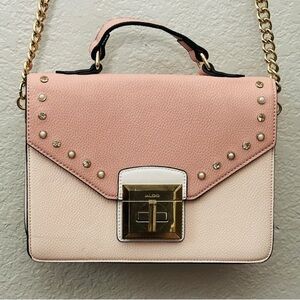 Aldo Elegant Pink & Cream Women’s Crossbody Handbag – Preowned/Used